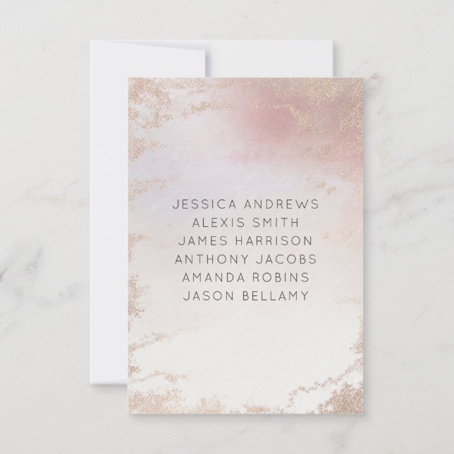 Invitación Números de tabla de Bodas rosados de Rubor de colo (Reverso)