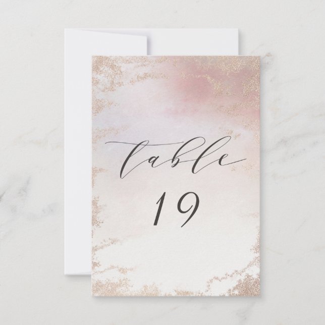 Invitación Números de tabla de Bodas rosados de Rubor de colo (Anverso)