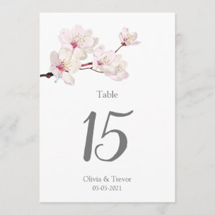 Invitación Números de tabla de florecimiento de cerezo rosa S