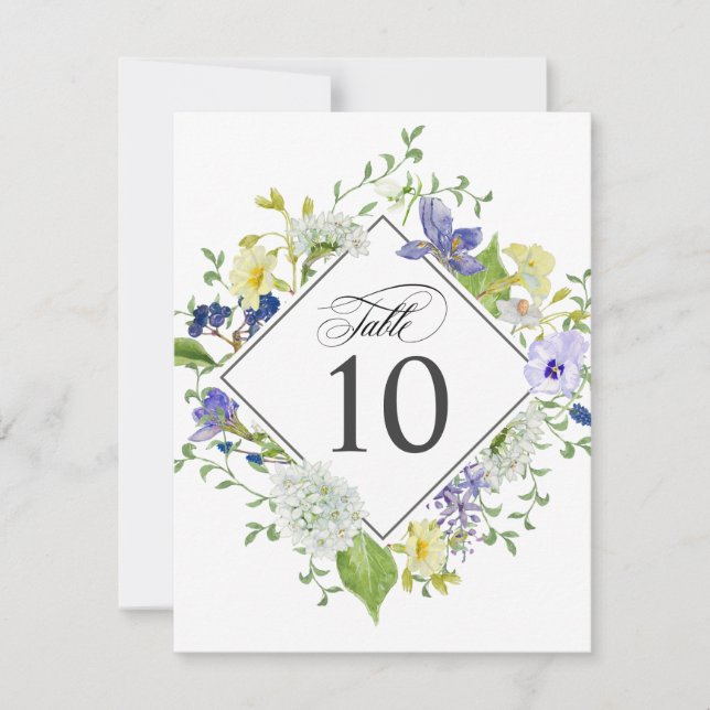 Invitación Números de tabla de flores silvestres rusticas de  (Anverso)