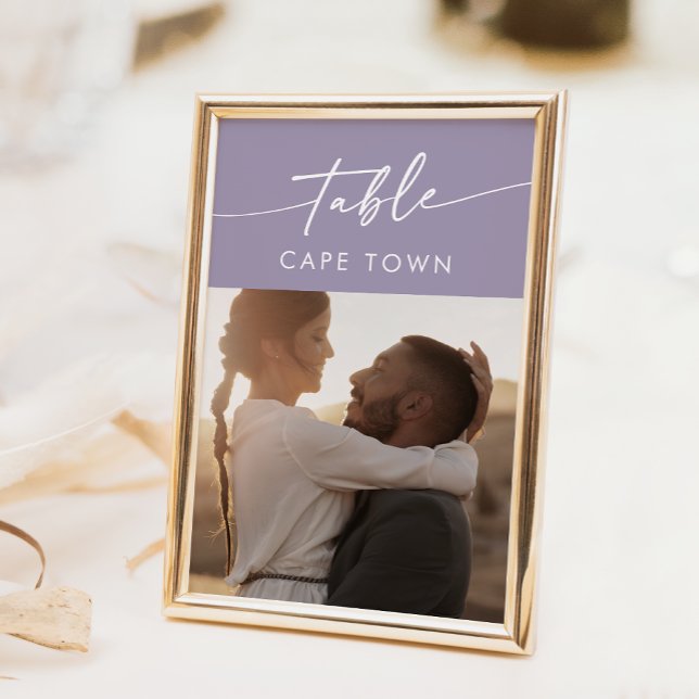 Invitación Números de tabla de fotos moradas de Boho Moda Lav (Subido por el creador)