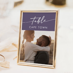 Invitación Números de tabla de fotos púrpuras del Plum de la 