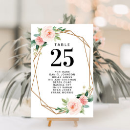 Invitación números de tabla de guiones florales de rubefacció