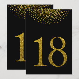 Invitación Números de tabla de la fiesta de Purpurina de oro 