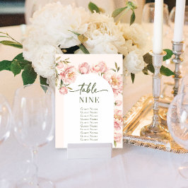 Invitación Números de tabla de la tabla del boda floral de pe