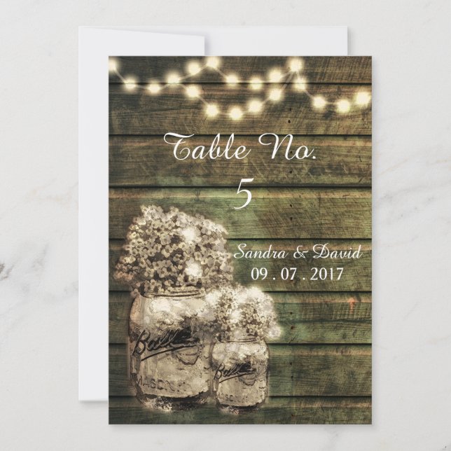 Invitación Números de tabla de mason jar rusos (Anverso)