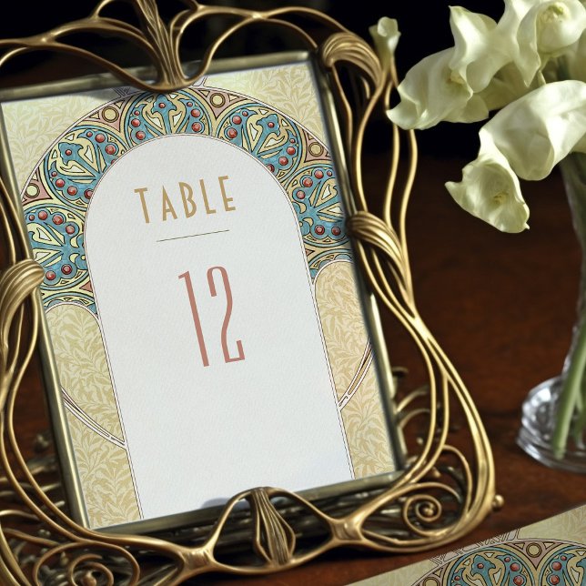 Invitación Números de tabla de oro Boda Art Nouveau vintage (Subido por el creador)