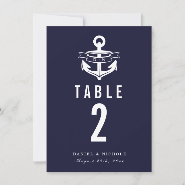 Invitación Números de tabla de temas náuticos | BODAS (Anverso)