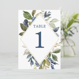 Invitación Números de tabla de vegetación de follaje de oro v
