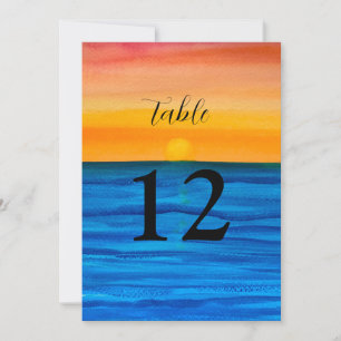 Invitación Números de tabla de verano de destino de Ocean Wav