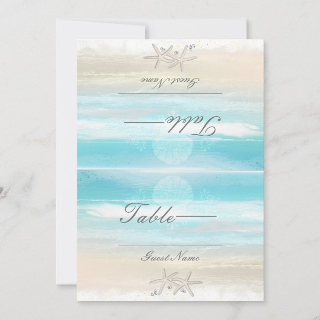 Invitación Números de tabla de verano del pez estelar blanco  (Anverso)