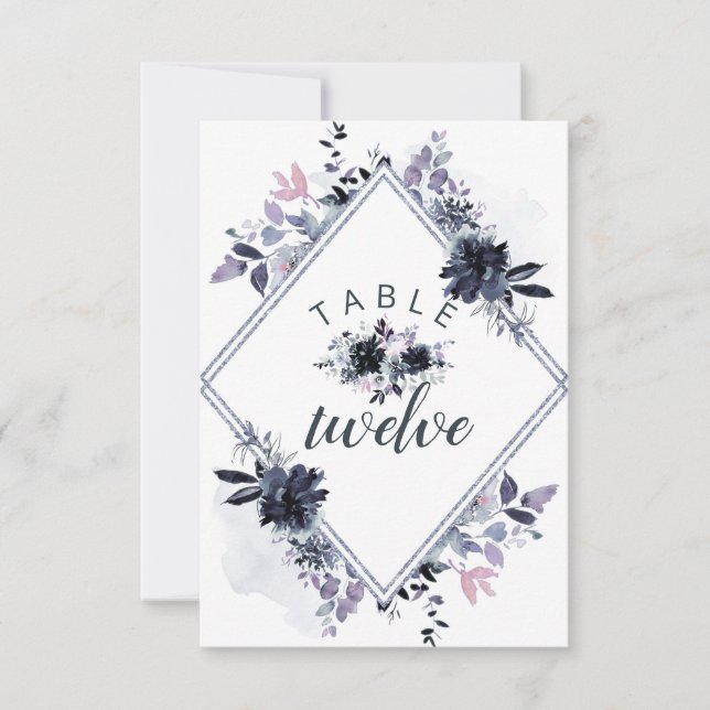 Invitación Números de tabla del Boda de asientos florales noc (Anverso)