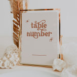 Invitación Números de tabla del Boda del Boho retro<br><div class="desc">Esta es una tarjeta de número de tabla boda con temática retro. Edita la mayoría de* frases y colores de esta boda retro invitan a que se ajuste a su tema de evento estilo personal! (las palabras "número de tabla" no son editables, pero se pueden cambiar los colores) // Para...</div>