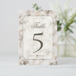 Invitación Números de tabla Paisley formales Champagne ID767