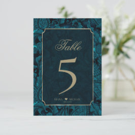 Invitación Números de tabla Paisley formales ID767 Verde azul