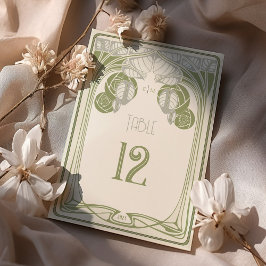 Invitación Números de tabla Vintage Mackintosh Trees Sage Gre
