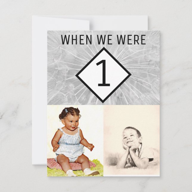 Invitación Números editables de la tabla de fotos cuando éram (Anverso)