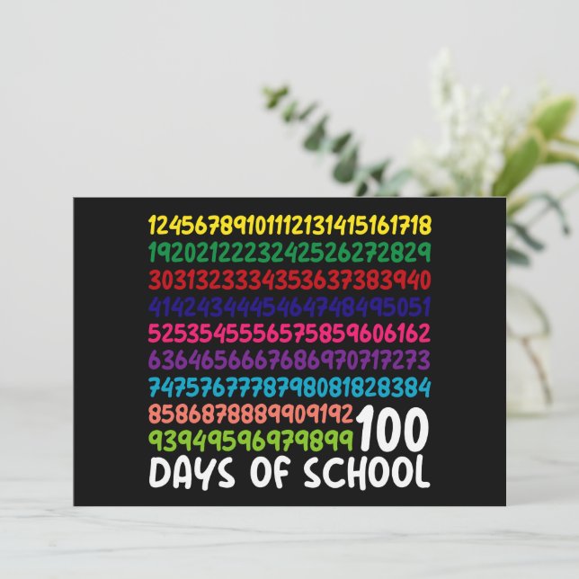 Invitación Números matemáticos 100 días de escolares (Anverso de pie)