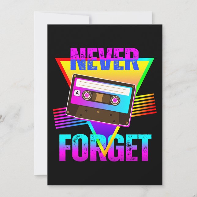 Invitación Nunca Olvides Grabadora de Cinta de Casete Retro (Anverso)