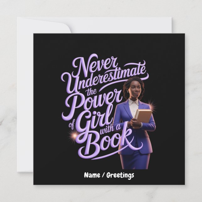 Invitación Nunca subestimes el poder del Chica con un libro (Anverso)