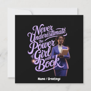 Invitación Nunca subestimes el poder del Chica con un libro