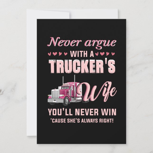 Invitación Nunca te atrevas con la esposa de un camionero...  (Anverso)