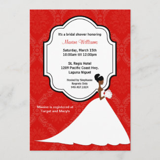Invitación nupcial afroamericana de la ducha