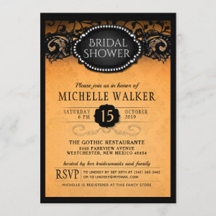 Invitación nupcial anaranjada elegante de la ducha