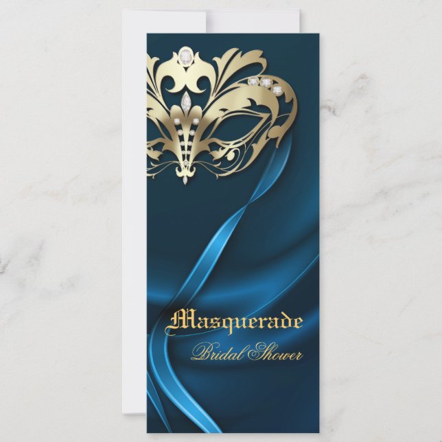 Invitación nupcial azul de la ducha de la (Anverso)
