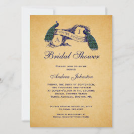 Invitación nupcial azul de la ducha del vintage el