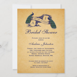 Invitación nupcial azul de la ducha del vintage el