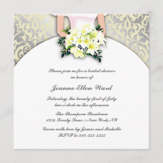 Invitación nupcial beige y amarilla de la ducha