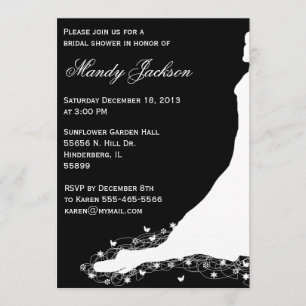 Invitación nupcial blanco y negro de la ducha