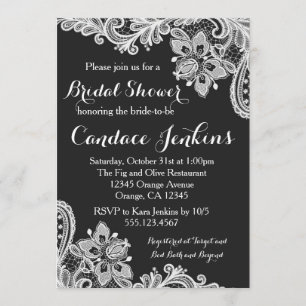 Invitación nupcial blanco y negro de la ducha del