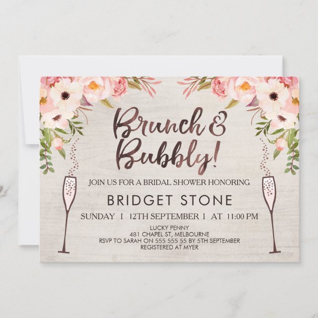 Invitación nupcial burbujeante de la ducha del (Anverso)