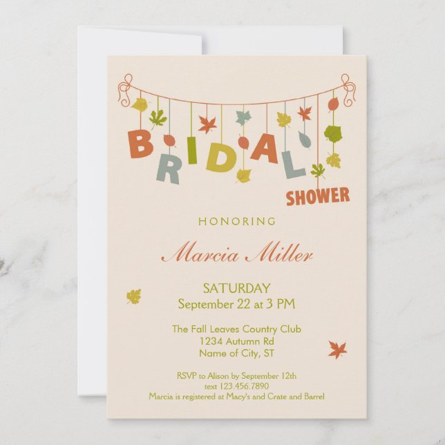 Invitación nupcial colgante de la ducha de las (Anverso)