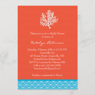 Invitación nupcial coralina de la ducha