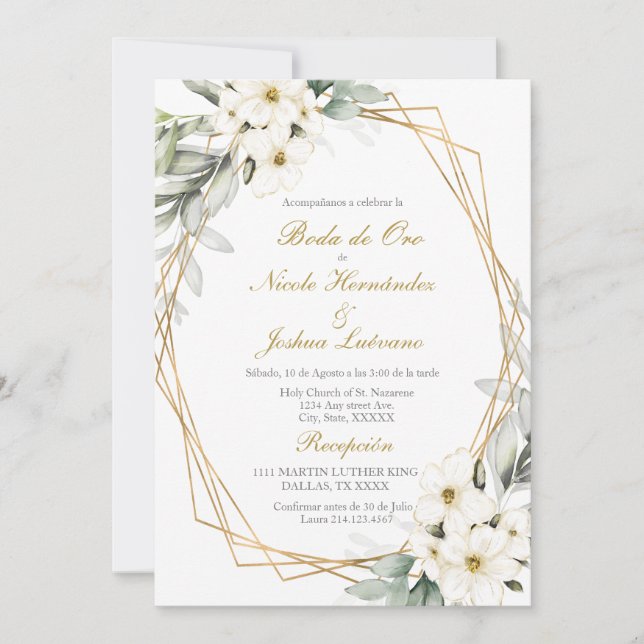 Invitación nupcial de Boda de oro (Anverso)