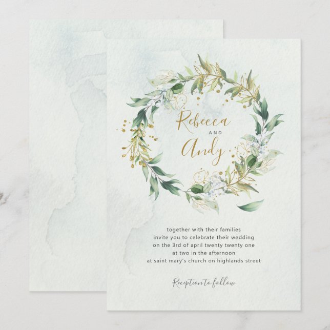 Invitación nupcial de Boho, boda de vegetación de  (Anverso / Reverso)