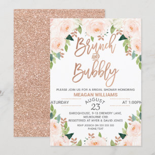 Invitación nupcial de brunch floral Rosa