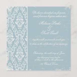 Invitación nupcial de damasco azul