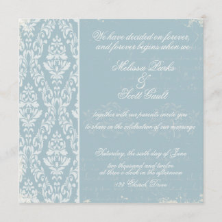 Invitación nupcial de damasco azul