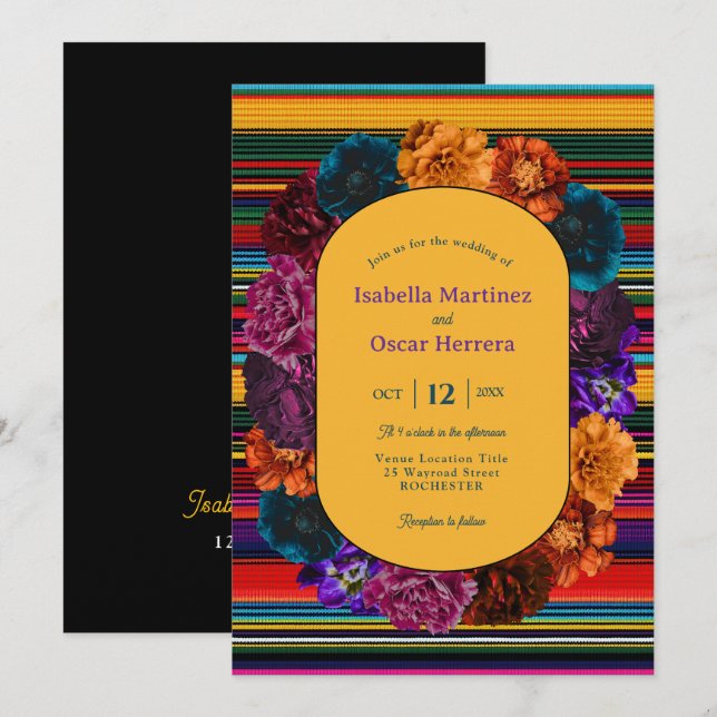 Invitación nupcial de florines mexicanos modernos (Anverso / Reverso)