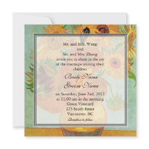 Invitación nupcial de girasoles florales