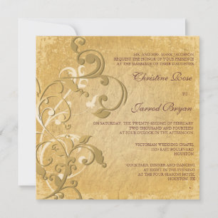 Invitación nupcial de Golden Vintage