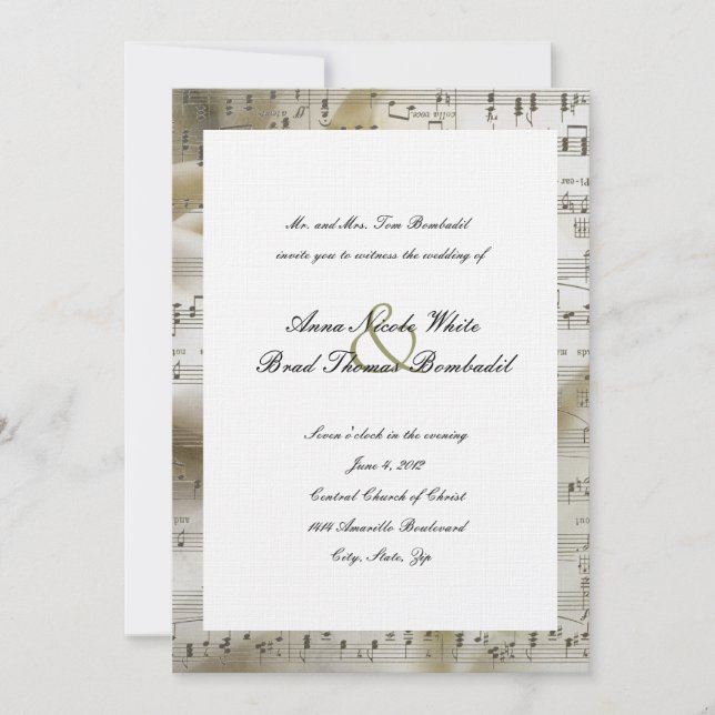 Invitación nupcial de la boda de la música (Anverso)