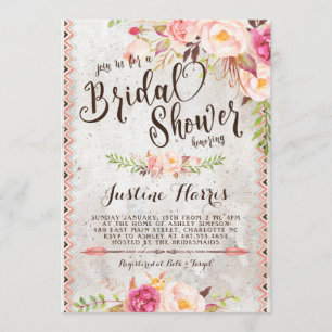 Invitación nupcial de la ducha de Boho