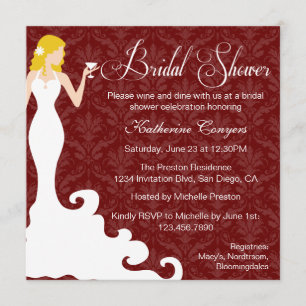 Invitación nupcial de la ducha de Borgoña del