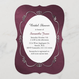 Invitación nupcial de la ducha de Borgoña y de la