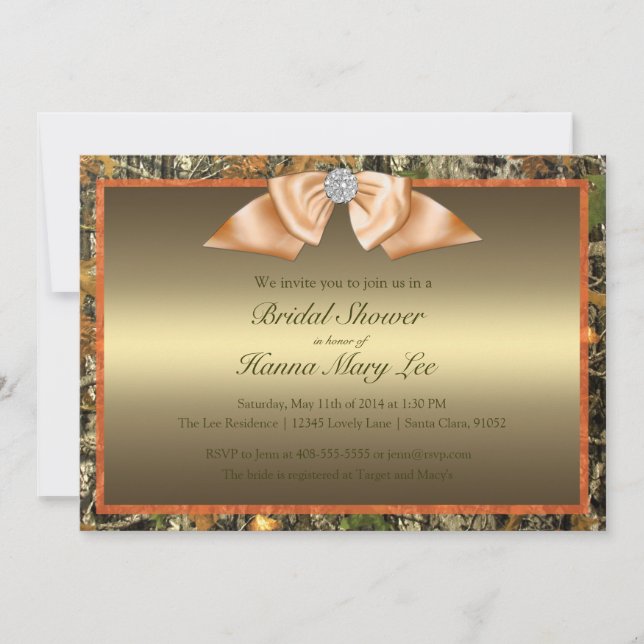 Invitación nupcial de la ducha de Camo de la caza (Anverso)